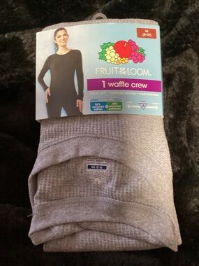 Waffle crew gray thermal top-Ladies Medium-NEW